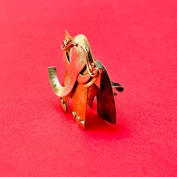 Vintage Tri Tone/Tri Metal Elephant Brooch - Picture 8 of 12